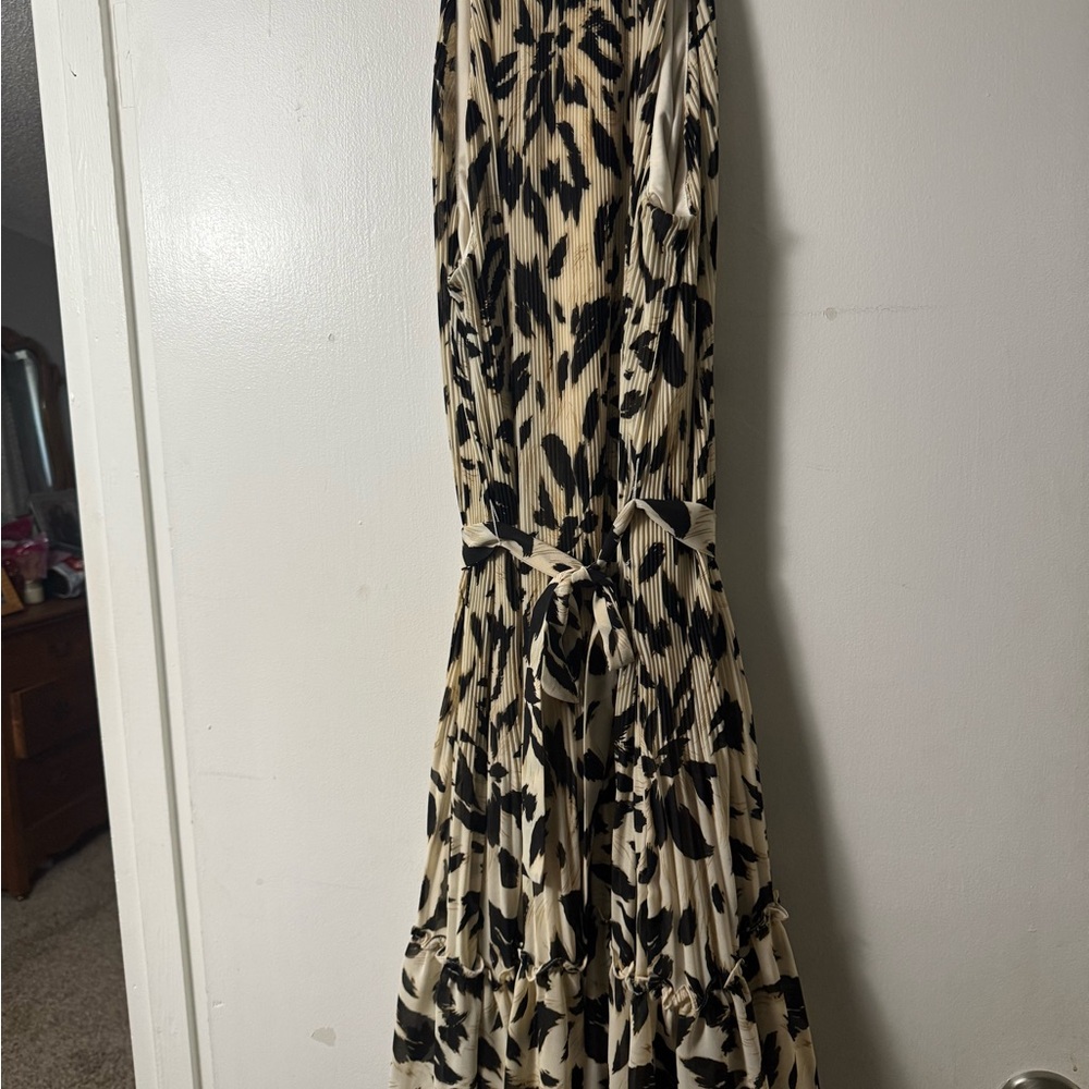 Cato Black and Cream Patterned Dress